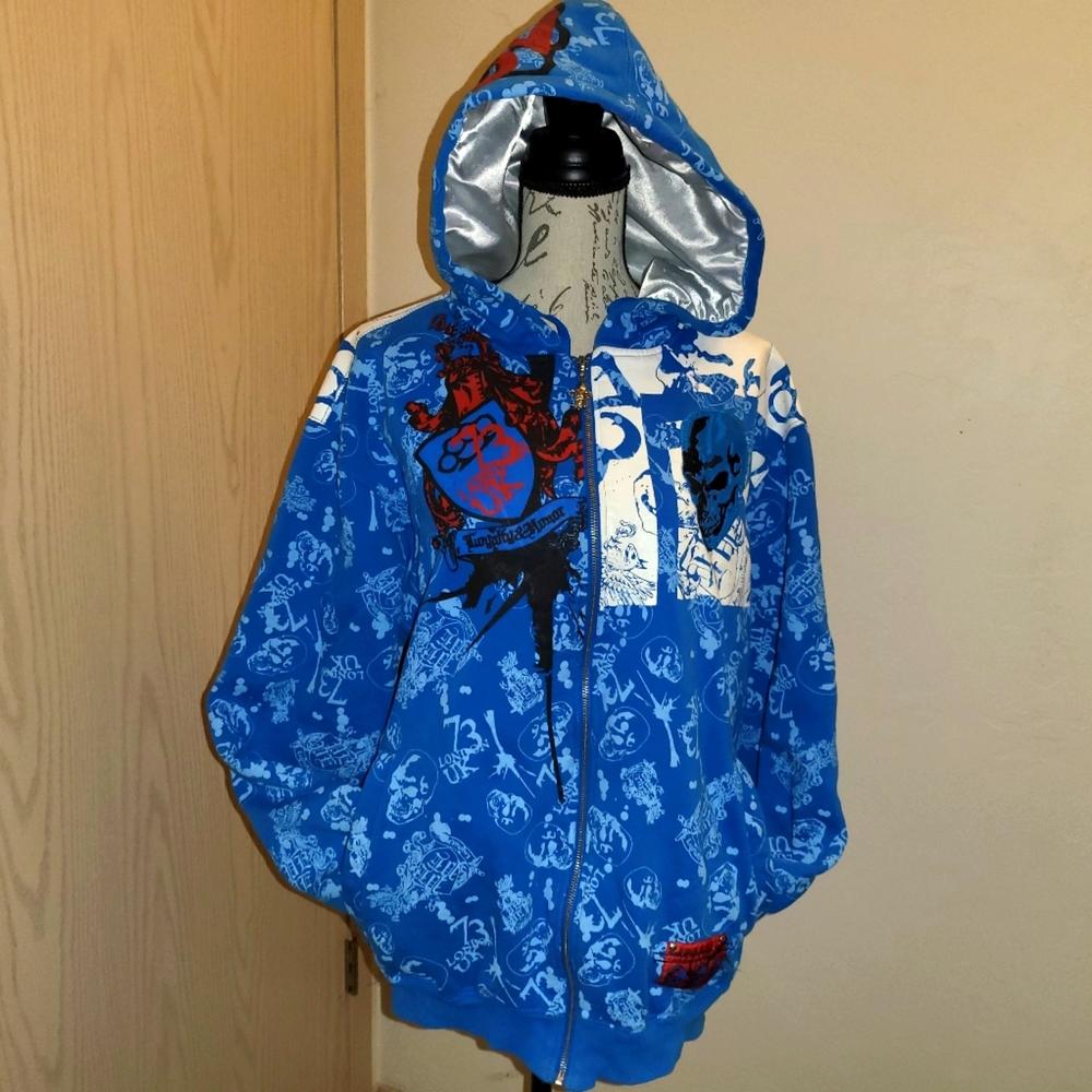 Pepe Jeans London UK Large Blue Skull hoody sweatshirt
